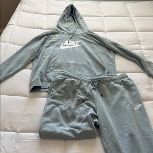 Nike Sage Green Hoodie & Jogger Set with White Logo